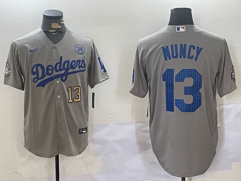 Men Los Angeles Dodgers #13 Muncy Grey Game 2024 Nike MLB Jersey style 11204